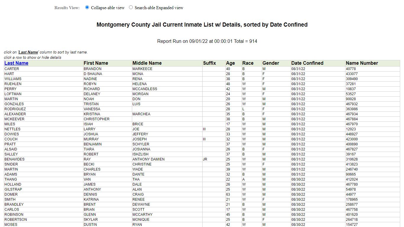 Jail Roster - Montgomery County, Texas